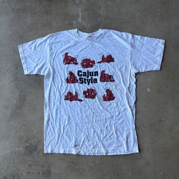 VTG 90S CAJUN STYLE SEX POSITIONS T-SHIRT FUNNY HUMOR GRAPHIC MENS LARGE STAINS - Picture 1 of 7